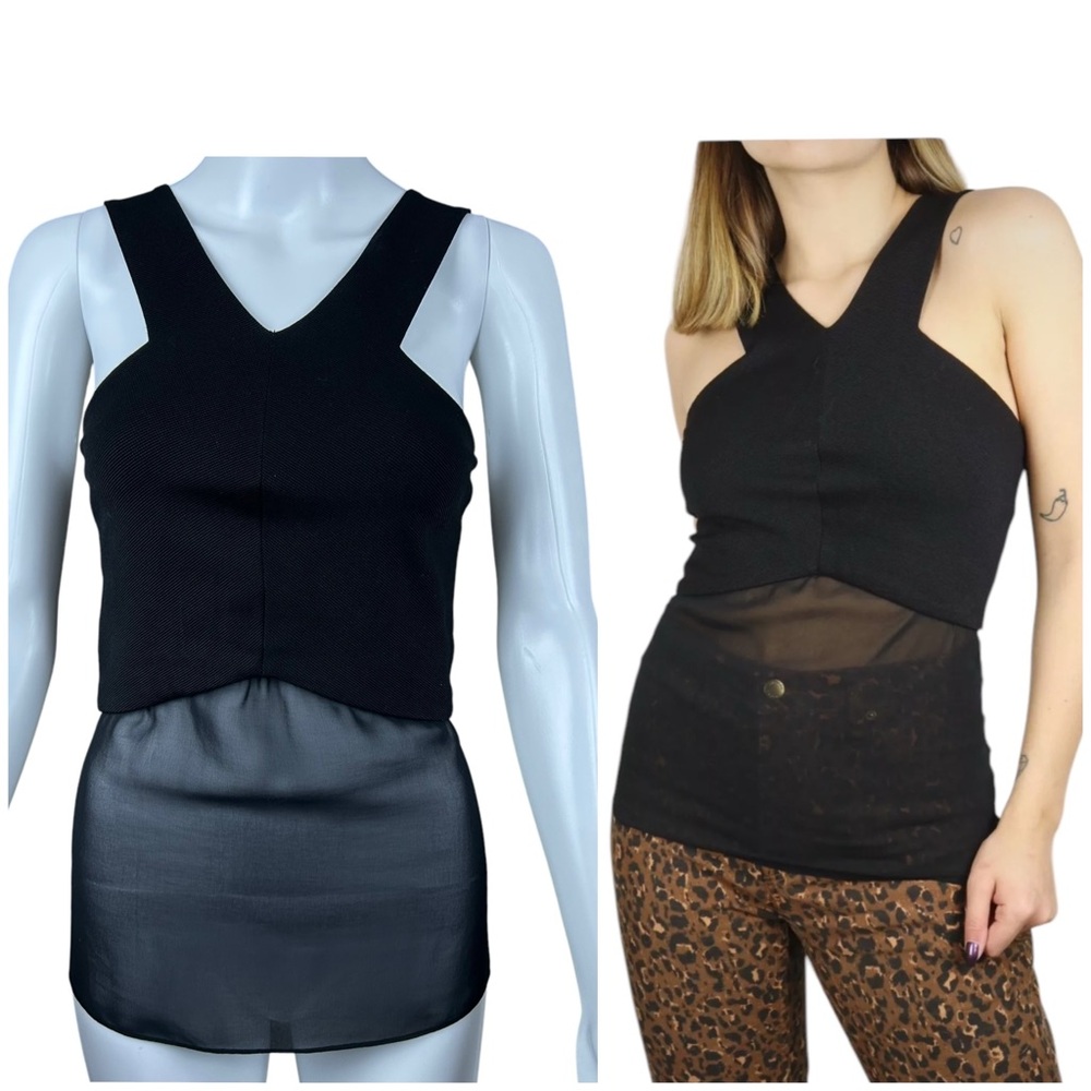 Sandro Womens Black Top Size 4 (US) Sheer Inserts QuietLuxury Coquette Goth